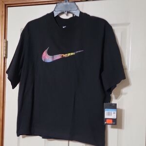 Nike Black Short Sleeve Tee with Multicolor Logo